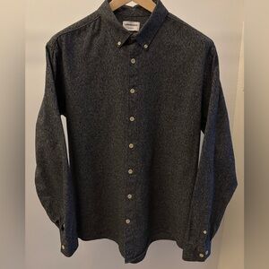 Lindbergh Casual Button Down Shirt Heathered Black/Gray Soft Cotton XXL